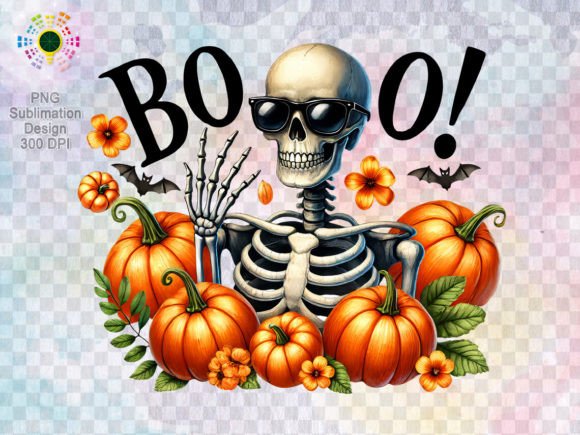 Embracing the Spirit of Halloween with Skeleton Boo Pumpkin Halloween Clipart