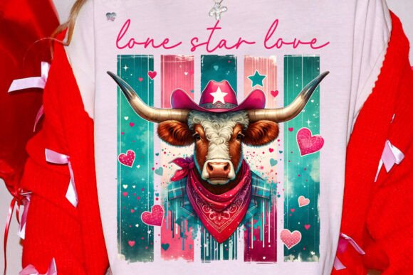 Lone Star Love PNG: Texas Valentine Cow Design