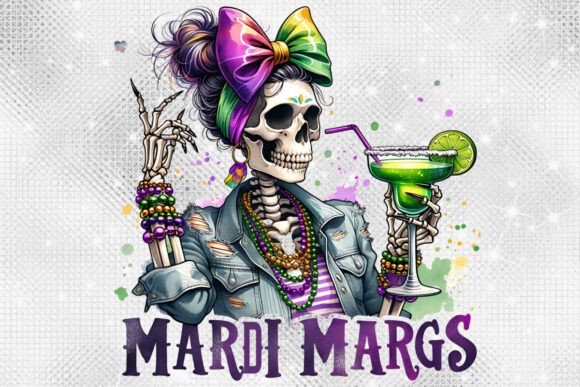 Mardi Gras Margarita PNG Skeleton Guide