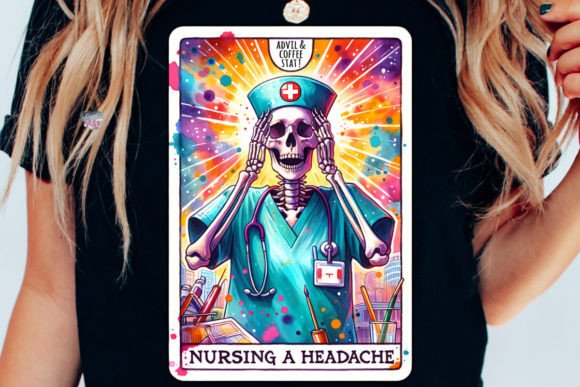 Nurse Skeleton Tarot Card PNG: A Versatile Design for Creators and Small Businesses
