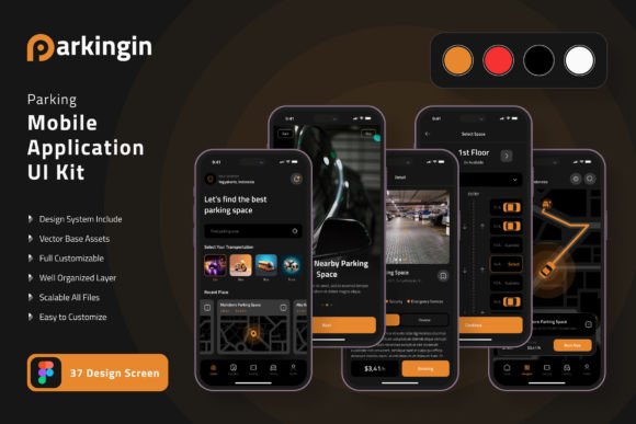 Parking App Mobile UI KIT: Build Your Parking Application With 20 High-Quality Templates