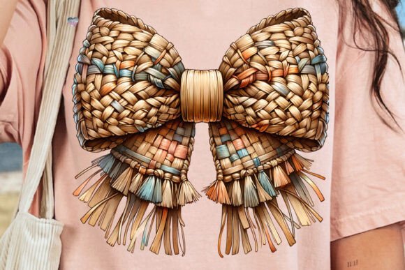 Rattan Coquette Bow PNG Boho Beach
